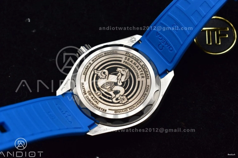 6000M Ceramic SS Black on 1:1 Bezel TF Blue Black Best Edition Deep A2824 Dial Ultra Seamaster Rubber Strap 1220